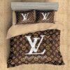 Louis Vuiton Lv Brand Brown Yellow Bedding Set