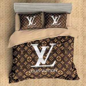 Louis Vuiton Lv Brand Brown Yellow Bedding Set