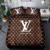Louis Vuiton Lv Brown Yellow Bedding Set