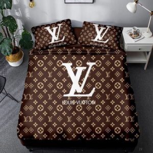 Louis Vuiton Lv Brown Yellow Bedding Set