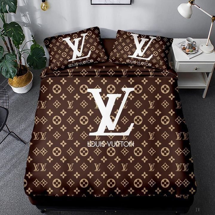 Louis Vuiton Lv Brown Yellow Bedding Set Louis Vuiton Lv Brown Yellow Bedding Set