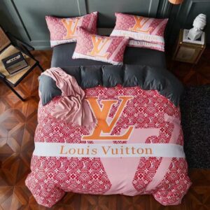 Louis Vuiton Lv Pink Red Style Bedding Set