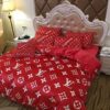 Louis Vuiton Lv Red White Bedding Set