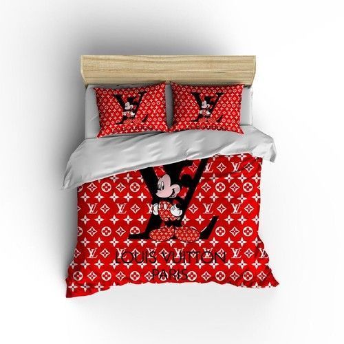 Louis Vuiton Mickey Red Cute Bedding Set Louis Vuiton Mickey Red Cute Bedding Set