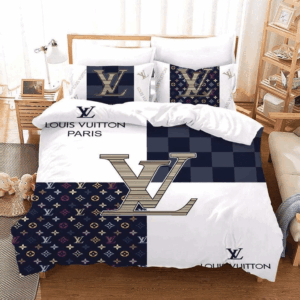 Louis Vuiton White Blue Bedding Set