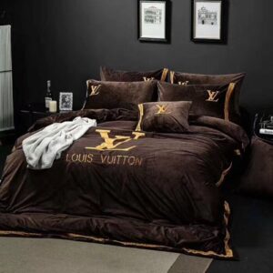 Louis Vuiton Yellow Brown Bedding Set