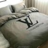 Louis Vuitton Black Logo Grey Duvet Cover Bedding Set