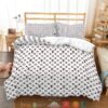 Louis Vuitton Black Logo White Duvet Cover Bedding Set