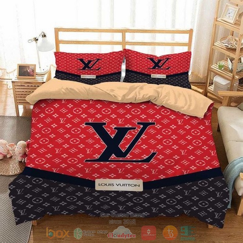 Louis Vuitton Black Red Pattern Bedding Set Louis Vuitton Black Red Pattern Bedding Set