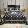 Louis Vuitton Brand Black Pattern Quilt Bedding Set