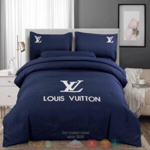 Louis Vuitton Brand Blue Quilt Bedding Set