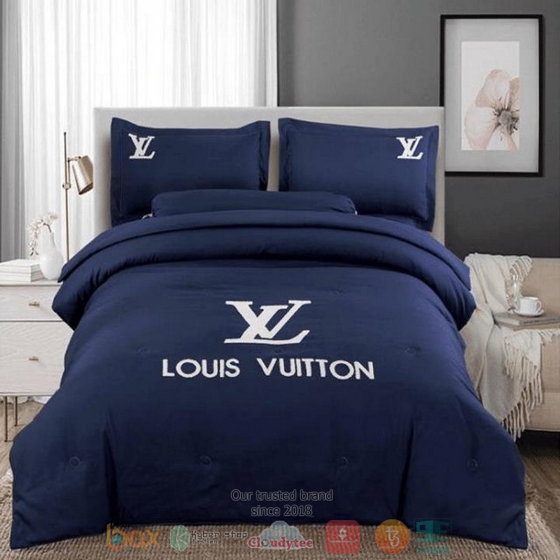 Louis Vuitton Brand Blue Quilt Bedding Set Louis Vuitton Brand Blue Quilt Bedding Set