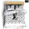 Louis Vuitton Brand White Checked Quilt Bedding Set