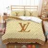 Louis Vuitton Brown Apricot Duvet Cover Bedding Set