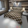 Louis Vuitton Brown Checked Pattern Quilt Bedding Set