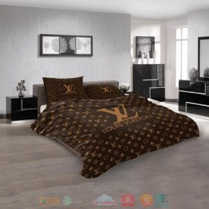 Louis Vuitton Brown Pattern Quilt Bedding Set