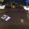 Louis Vuitton Brown Quilt Bedding Set
