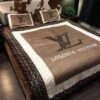 Louis Vuitton Brown White Border Duvet Cover Bedding Set