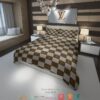 Louis Vuitton Caro Lv White Brown Duvet Cover Bedding Set