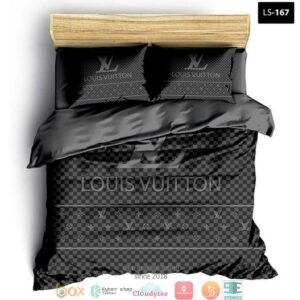 Louis Vuitton Checkered Pattern Black Quilt Bedding Set
