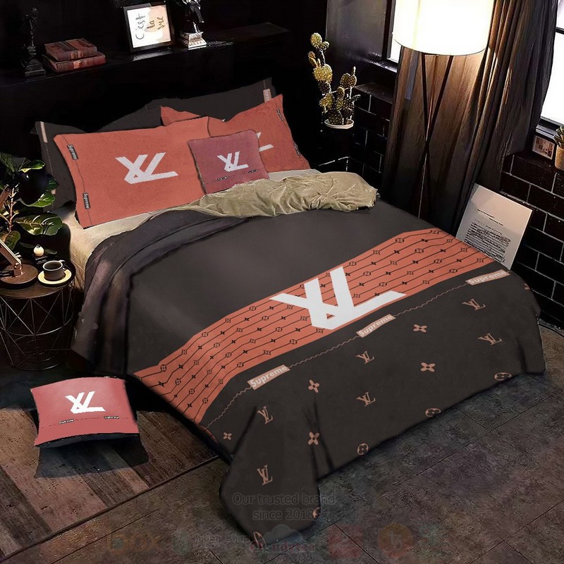 Louis Vuitton Dark Brown-Brick Luxury Brand Bedding Set Louis Vuitton Dark Brown-Brick Luxury Brand Bedding Set