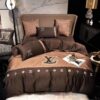 Louis Vuitton Dark Brown-Cream Luxury Brand Bedding Set