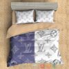 Louis Vuitton French Luxury Brand Blue White Quilt Bedding Set