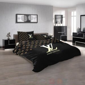 Louis Vuitton Full Black Luxury Brand Bedding Set