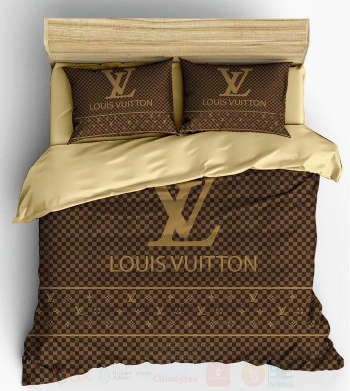 Louis Vuitton Full Brown Luxury Brand Bedding Set Louis Vuitton Full Brown Luxury Brand Bedding Set