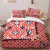 Louis Vuitton Full Red Luxury Brand Bedding Set