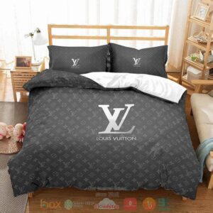 Louis Vuitton Grey Pattern Quilt Bedding Set