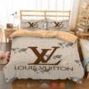 Louis Vuitton High-End Brand White Pattern Quilt Bedding Set