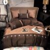 Louis Vuitton Light Brown Lv Quilt Bedding Set