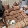 Louis Vuitton Light Brown Simple Quilt Bedding Set