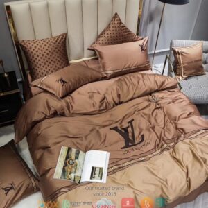 Louis Vuitton Light Brown Simple Quilt Bedding Set