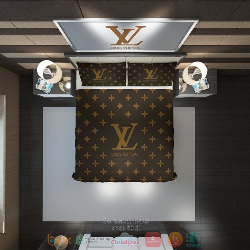 Louis Vuitton Luxury Brand Brown Quilt Bedding Set Louis Vuitton Luxury Brand Brown Quilt Bedding Set