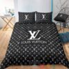 Louis Vuitton Luxury Brand Lv Black Pattern Bedding Set