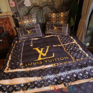 Louis Vuitton Luxury Brand Lv Navy Pattern Bedding Set