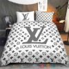 Louis Vuitton Luxury Brand White Quilt Bedding Set
