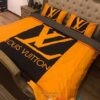 Louis Vuitton Lv Black And Orange Duvet Cover Bedding Set