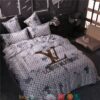 Louis Vuitton Lv Brown And White Duvet Cover Bedding Set