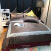 Louis Vuitton Lv Brown White Caro Pattern Duvet Cover Bedding Set