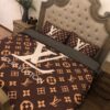 Louis Vuitton Lv Brown White Logo Duvet Cover Bedding Set