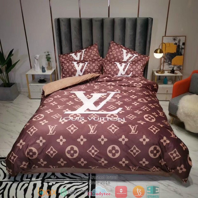 Louis Vuitton Lv Dark Red Quilt Bedding Set Louis Vuitton Lv Dark Red Quilt Bedding Set