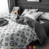 Louis Vuitton Lv Grey Logo White Duvet Cover Bedding Set
