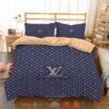 Louis Vuitton Lv Luxury Brand Blue Pattern Quilt Bedding Set