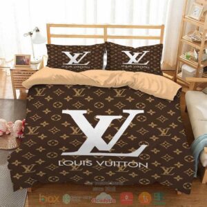 Louis Vuitton Lv Luxury Brand Brown Pattern Quilt Bedding Set