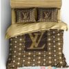 Louis Vuitton Lv Luxury Brand Brown Quilt Bedding Set