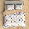 Louis Vuitton Lv Luxury Brand White Pattern Quilt Bedding Set