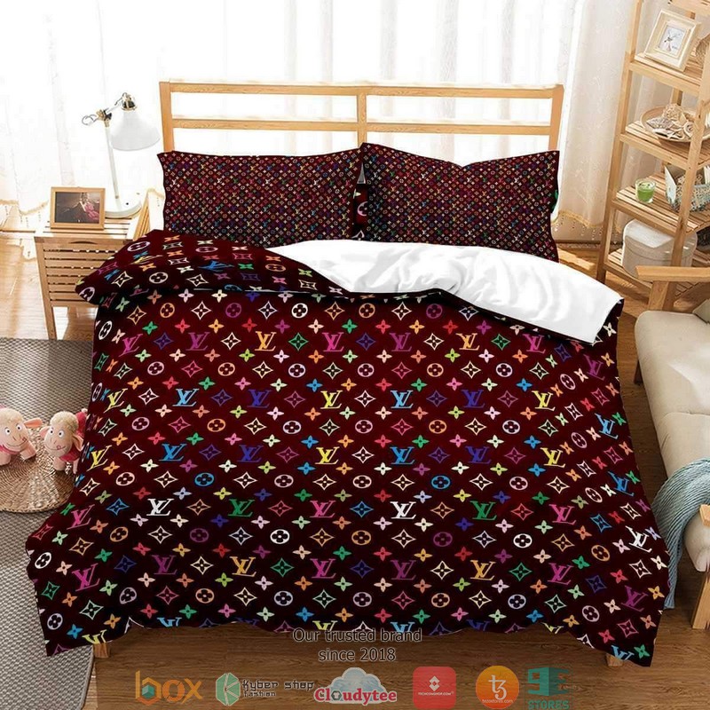 Louis Vuitton Lv Multicolor Brown Duvet Cover Bedding Set Louis Vuitton Lv Multicolor Brown Duvet Cover Bedding Set